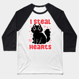 I steal hearts cute black cat valentine day gift for cat lover Baseball T-Shirt